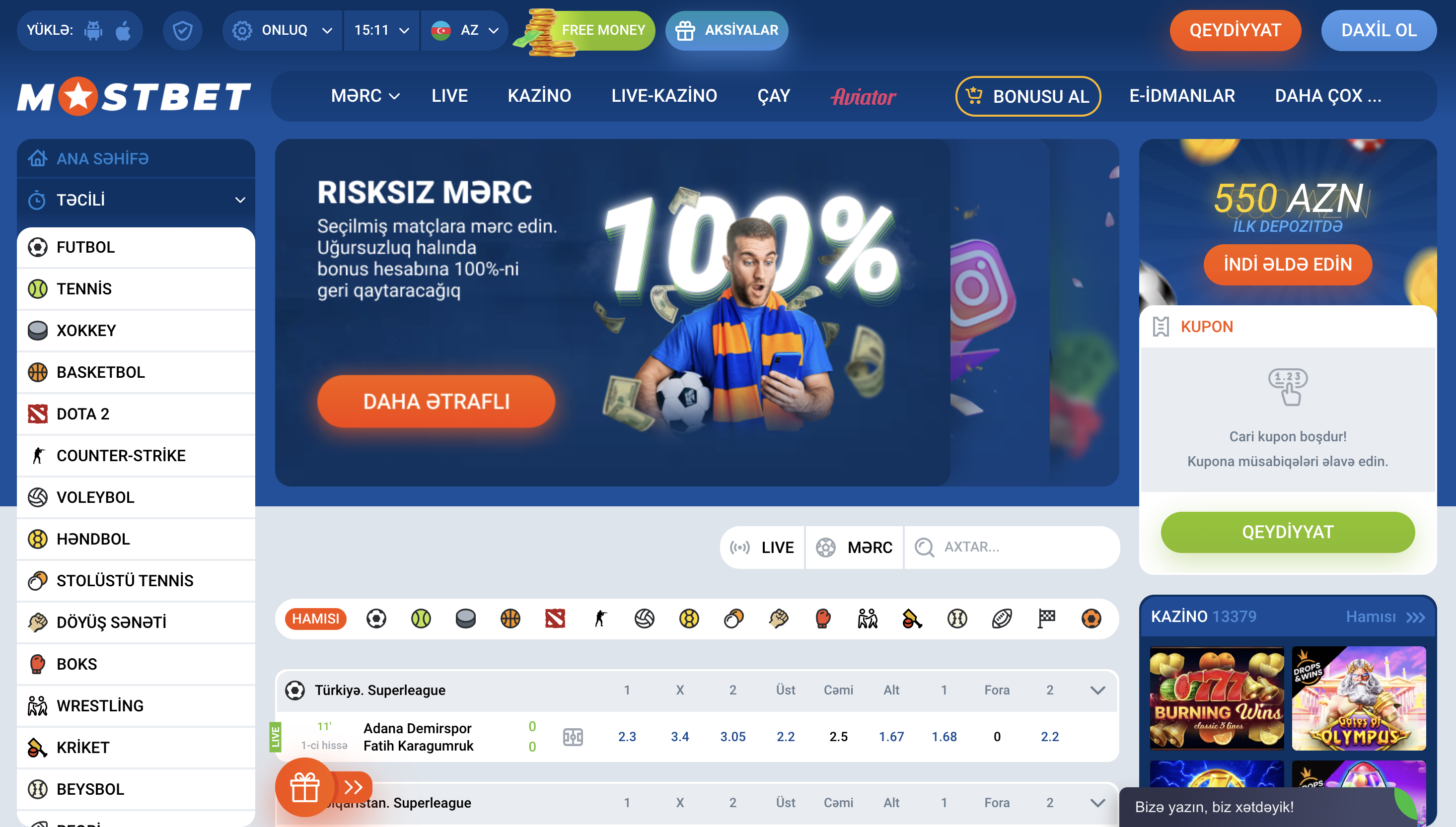 Canlı mərc MostBet
